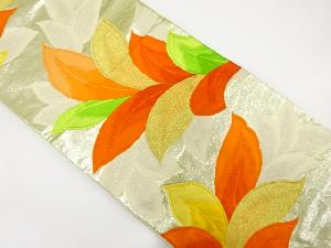 アンティーク　草葉模様織り出し袋帯（着用可）